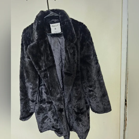 Allegra K Women's Lapel Faux Fur Coat for Women's Fuzzy Winter Warm Jacket - Picture 7 of 10